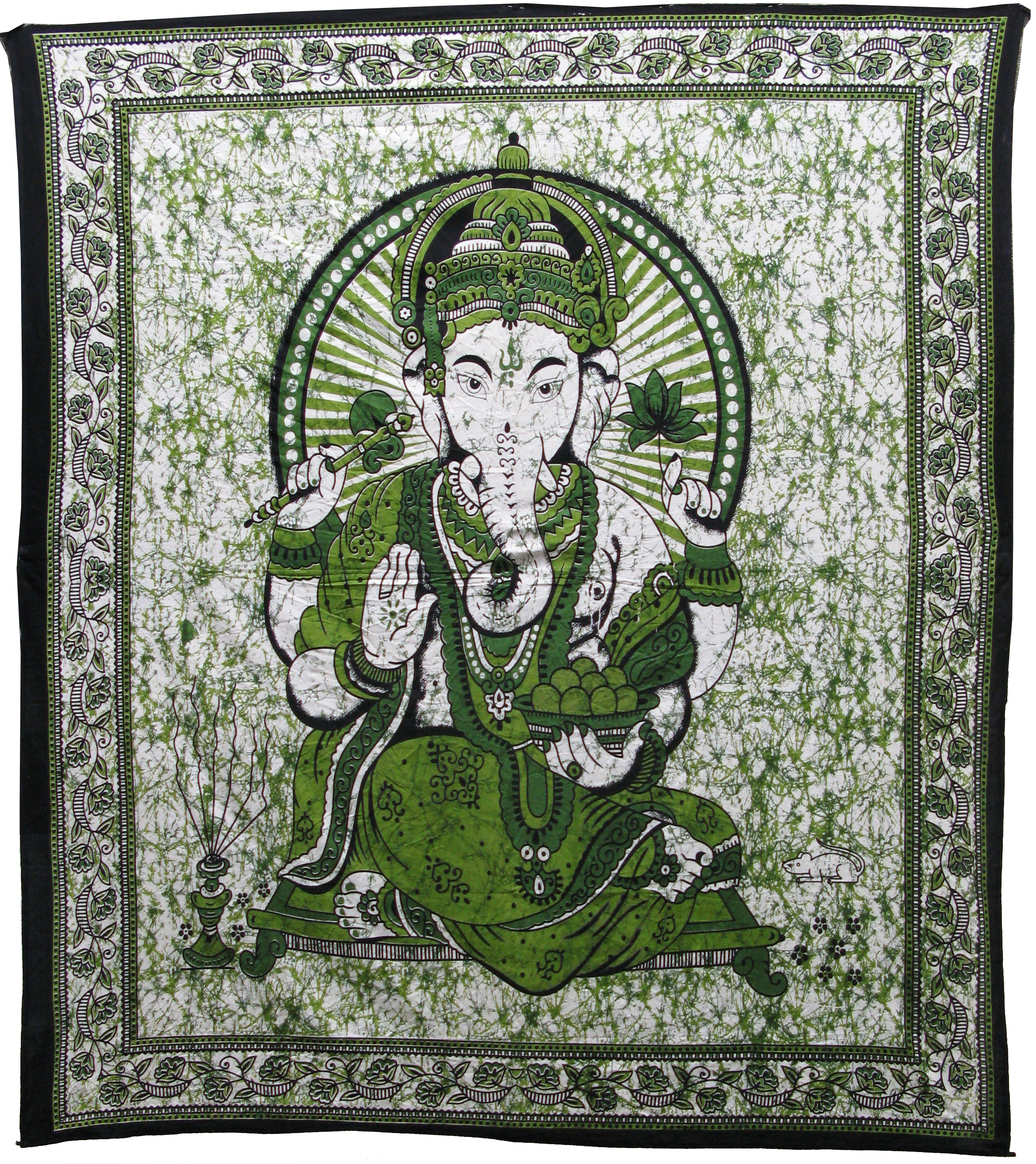 Green Batik Ganesha Bed Cover