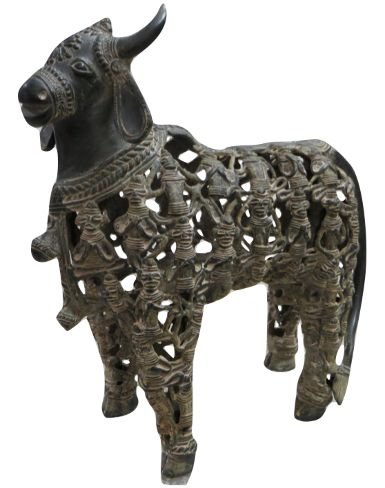 38cm Brass Cow Jali Statue