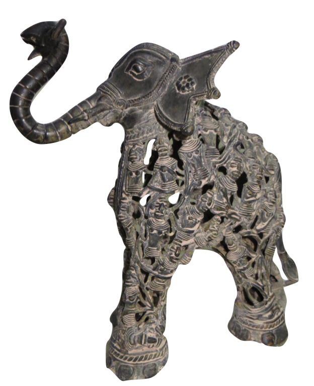 38cm Brass Elephant Jali Statue