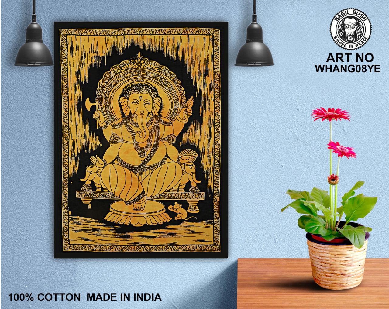 Wall Hanging Ganesh Design Yellow