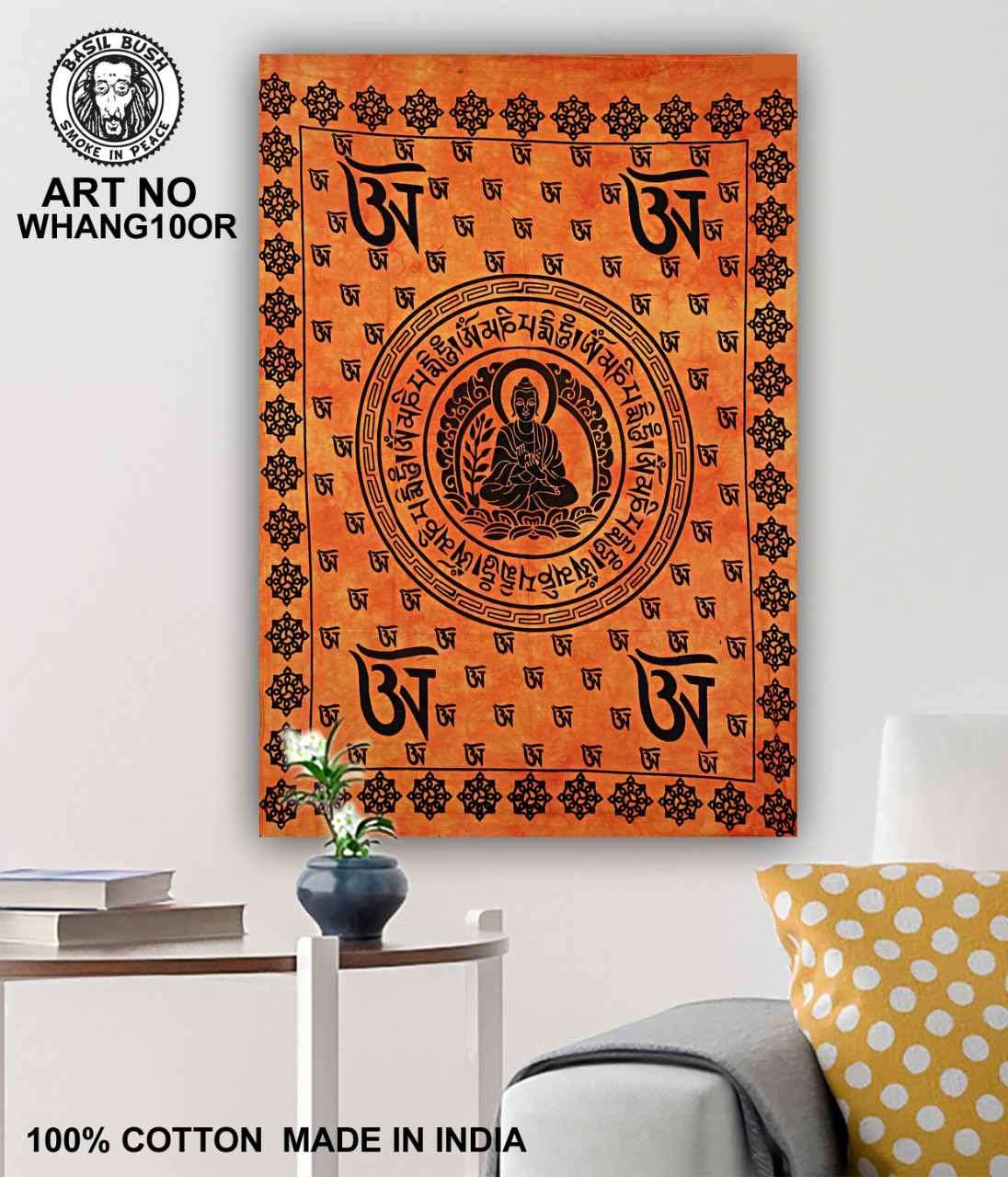 Orange Tibetan Buddha Wall Hanging